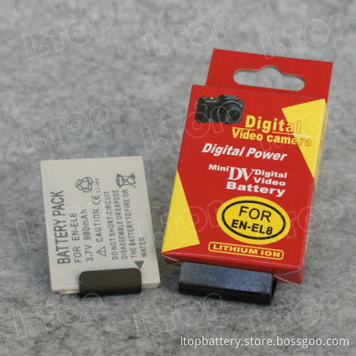 For Nikon EN-EL8 digital camera battery pack, 3.7V 980mAh,18 months warranty